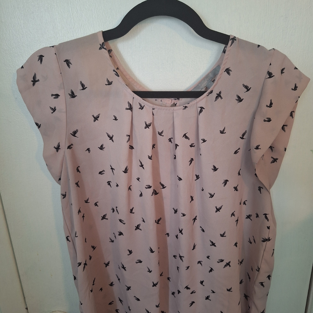 Pink Bird Print Women's Top